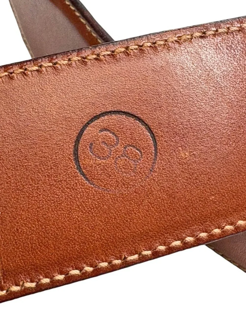 Bergdorf Goodman Cognac Leather Mens Belt Made in Italy